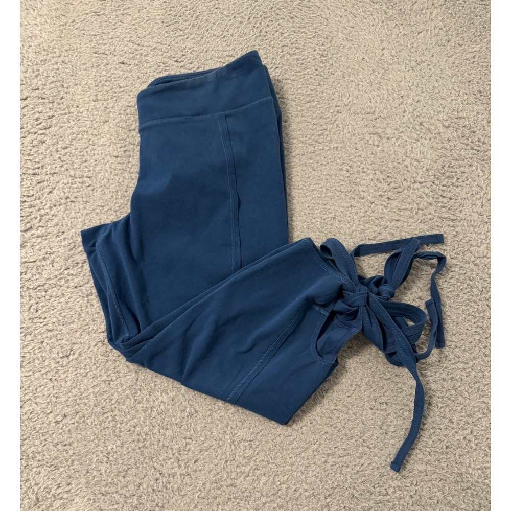 Free People Movement Turnout Leggings Ballet Core Tie Leg Blue Criss Cross Large